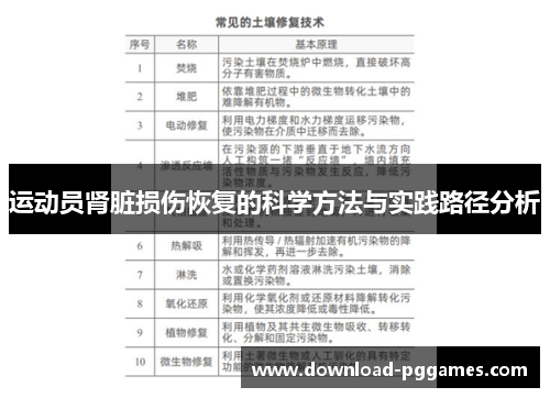 运动员肾脏损伤恢复的科学方法与实践路径分析