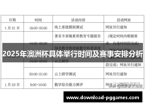 2025年澳洲杯具体举行时间及赛事安排分析 2025年澳洲杯具体举行时间及赛事安排分析