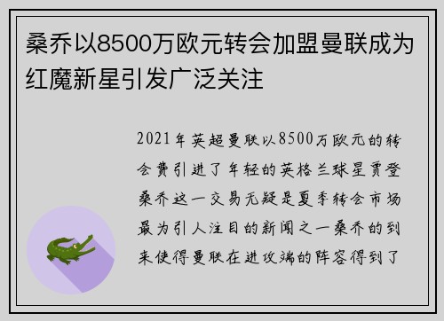桑乔以8500万欧元转会加盟曼联成为红魔新星引发广泛关注 桑乔以8500万欧元转会加盟曼联成为红魔新星引发广泛关注